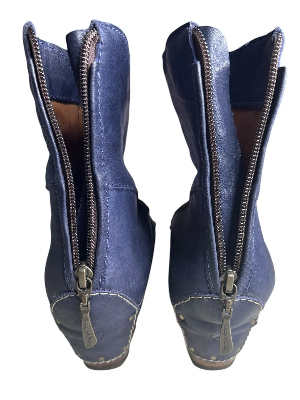Sergio Tomani Blue Patchwork Leather Boots. Size 38